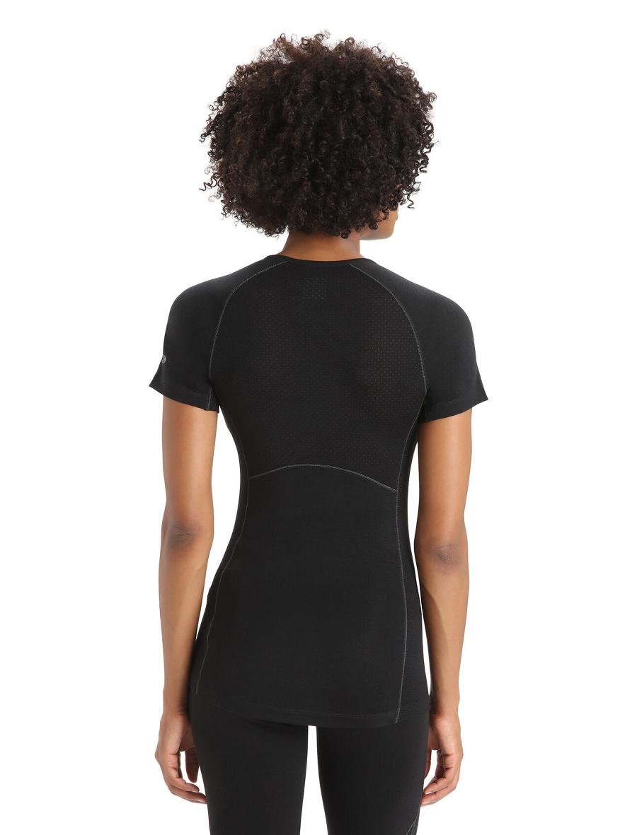 Black Icebreaker BodyfitZone™ Merino 150 Zone Short Sleeve Crewe Thermal Top Women's Base Layers | AU 1890GSOL